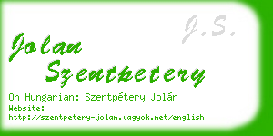 jolan szentpetery business card